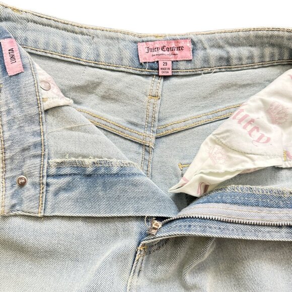 Juicy Couture Womens Wide Leg Cargo Jeans Light blue Denim Size 29 highwaist new - Picture 7 of 13